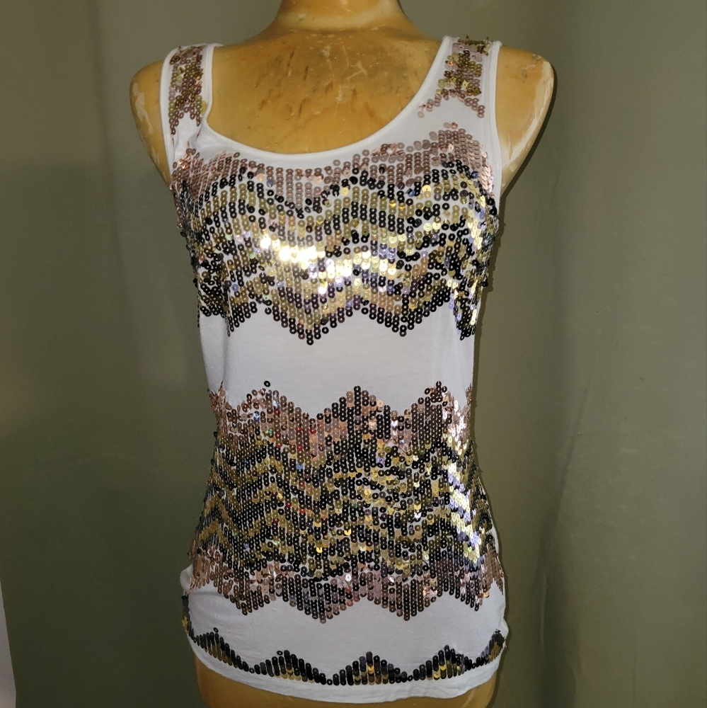 Gold/white tank top